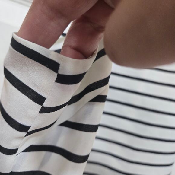 J.Crew Black White Stripe Racerback Cami Tank Top Size 8 - Picture 4 of 6